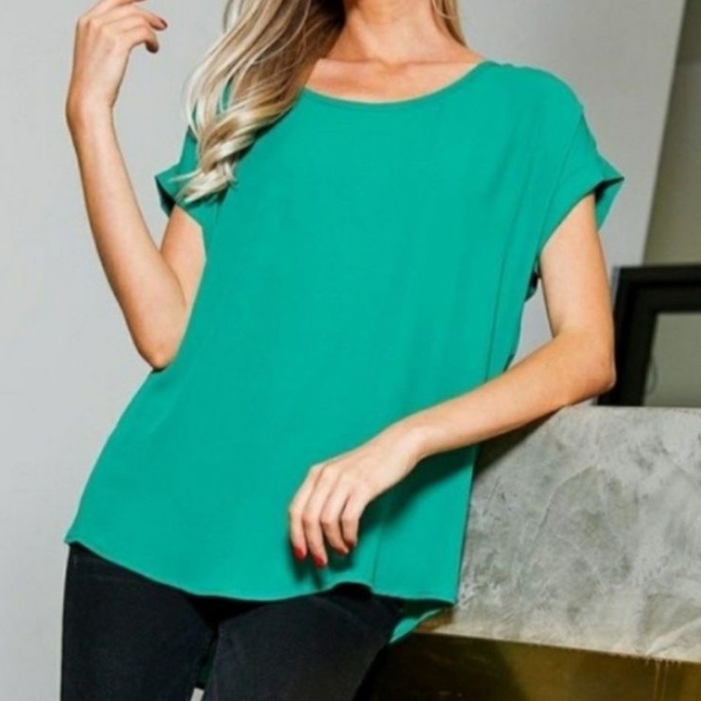 Pleione Office Wear Short Sleeve Blouse BEST WORK TOP Size Small
